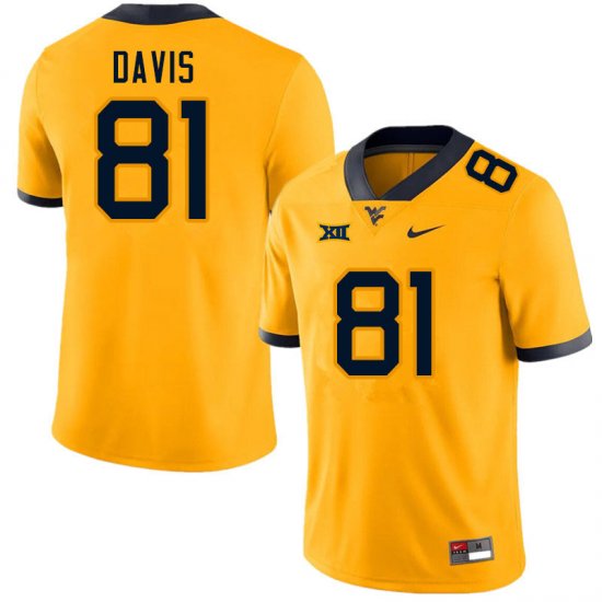 Men's West Virginia Mountaineers NCAA #81 Treylan Davis Gold Authentic Nike Stitched College Football Jersey KS15P38OR